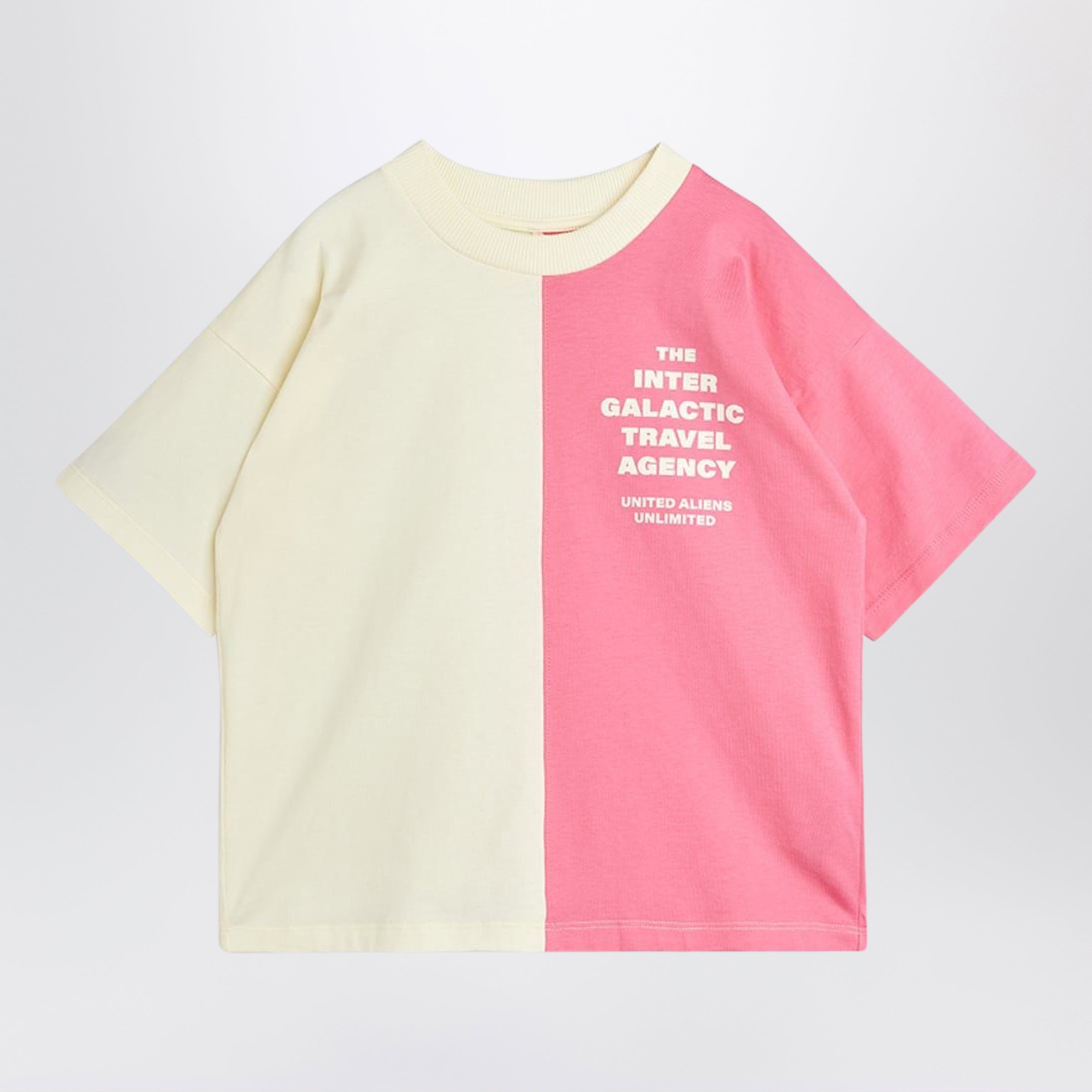 MINI RODINI T-shirt bianca/rosa con stampa Travel Agency