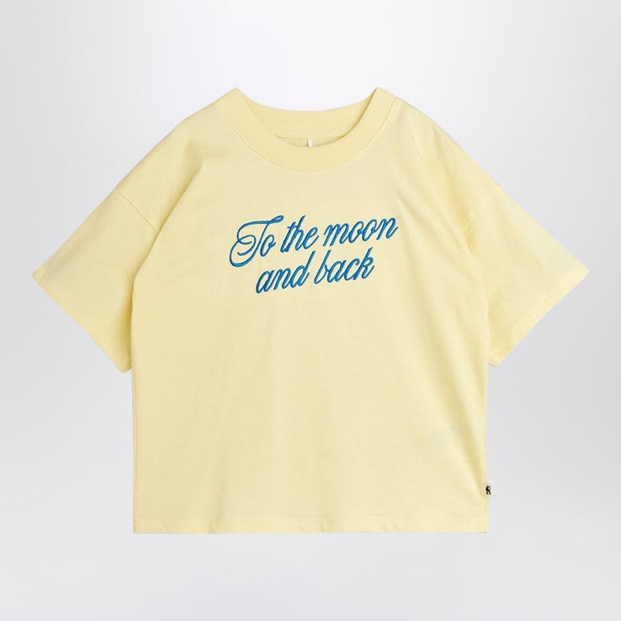 MINI RODINI T-shirt gialla con ricamo To the Moon and Back