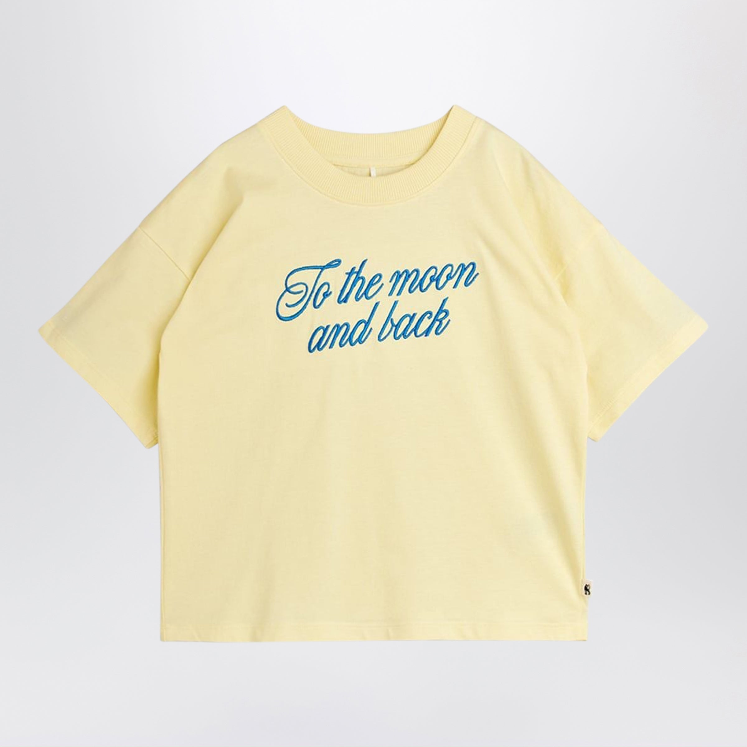 MINI RODINI T-shirt gialla con ricamo To the Moon and Back