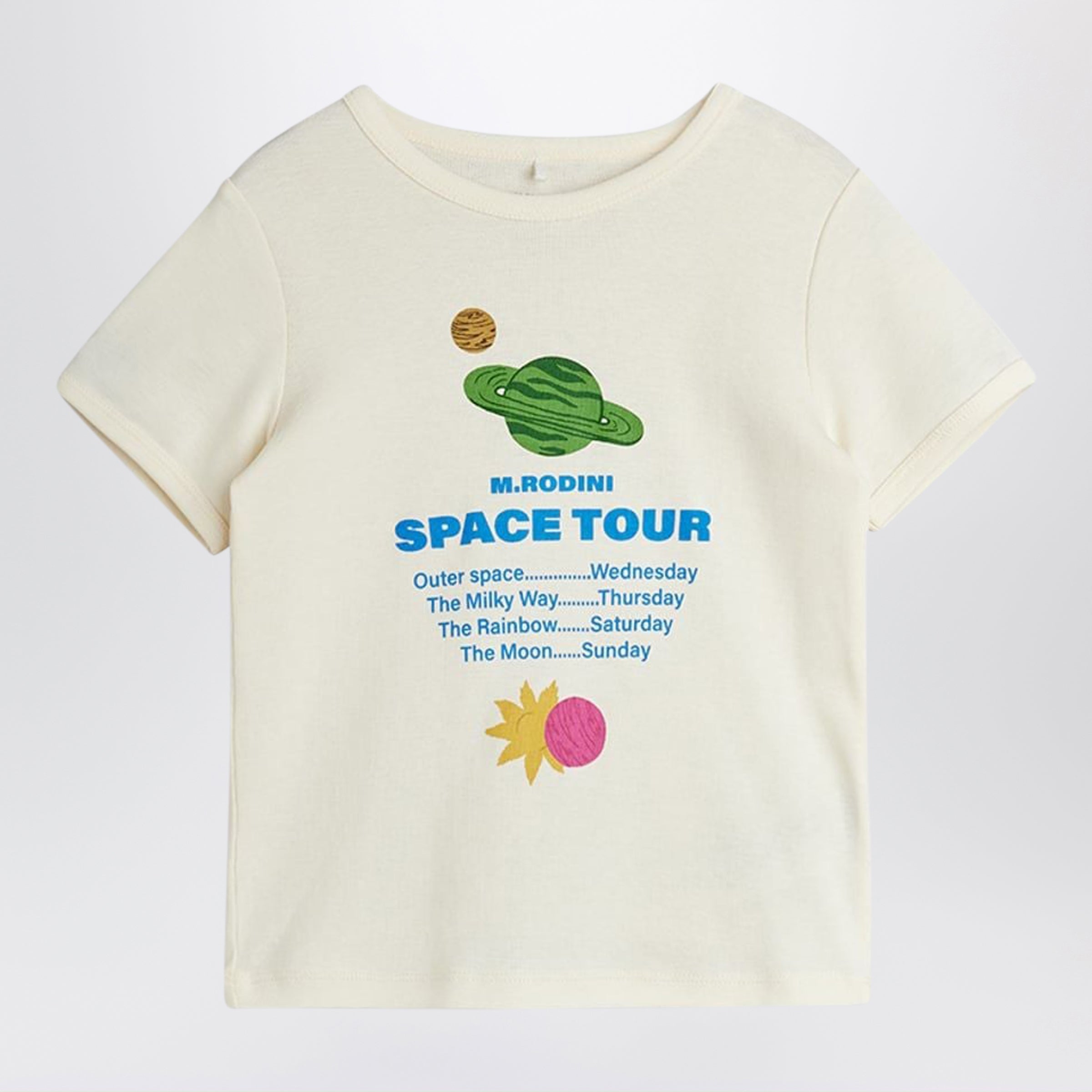 MINI RODINI T-shirt bianca con stampa Space Tour