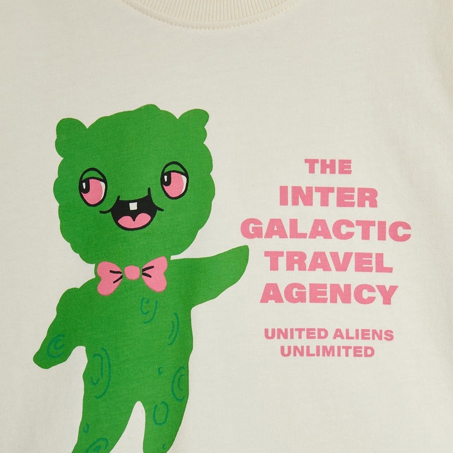 MINI RODINI T-shirt bianca con stampa Alien Travel Agency, view 3