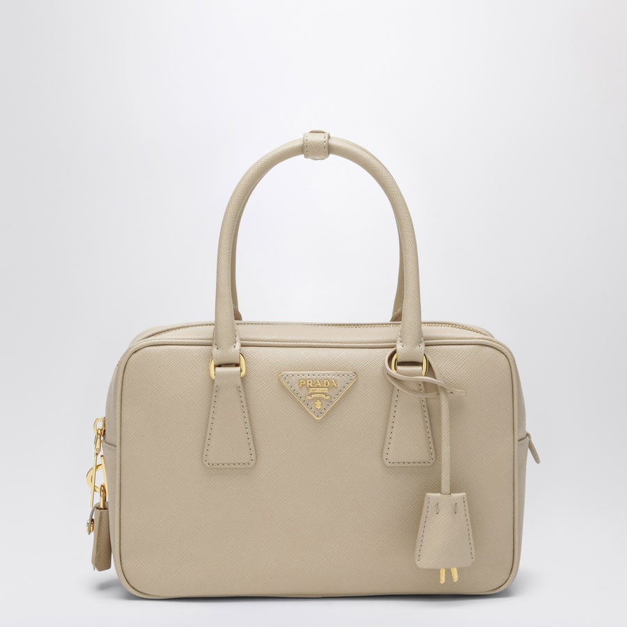 Prada Borsa a mano in pelle Saffiano beige