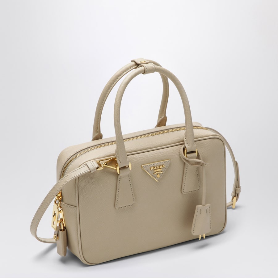 Prada Borsa a mano in pelle Saffiano beige, view 3