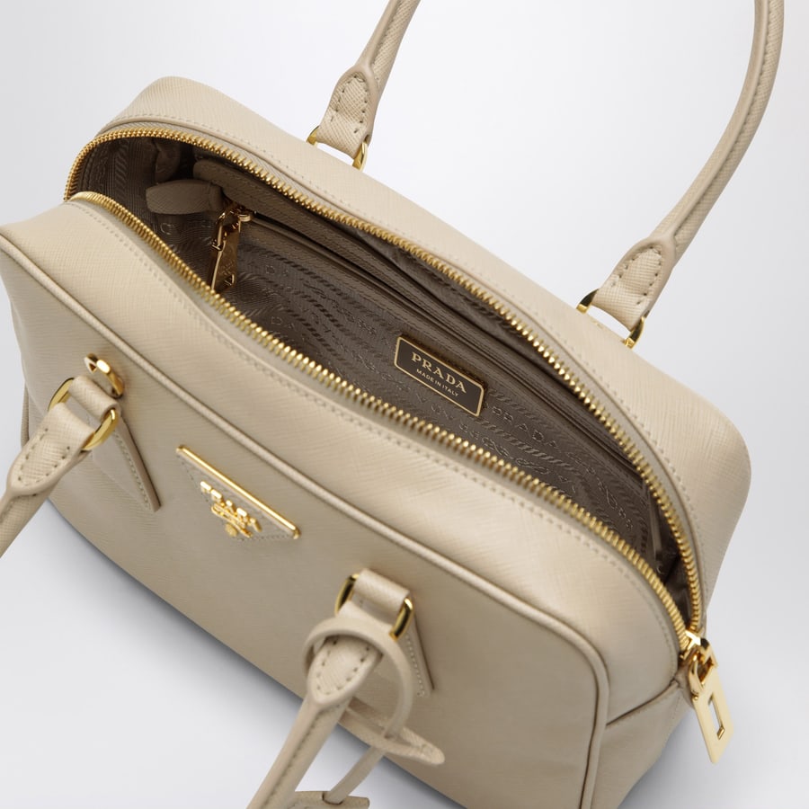 Prada Borsa a mano in pelle Saffiano beige, view 5