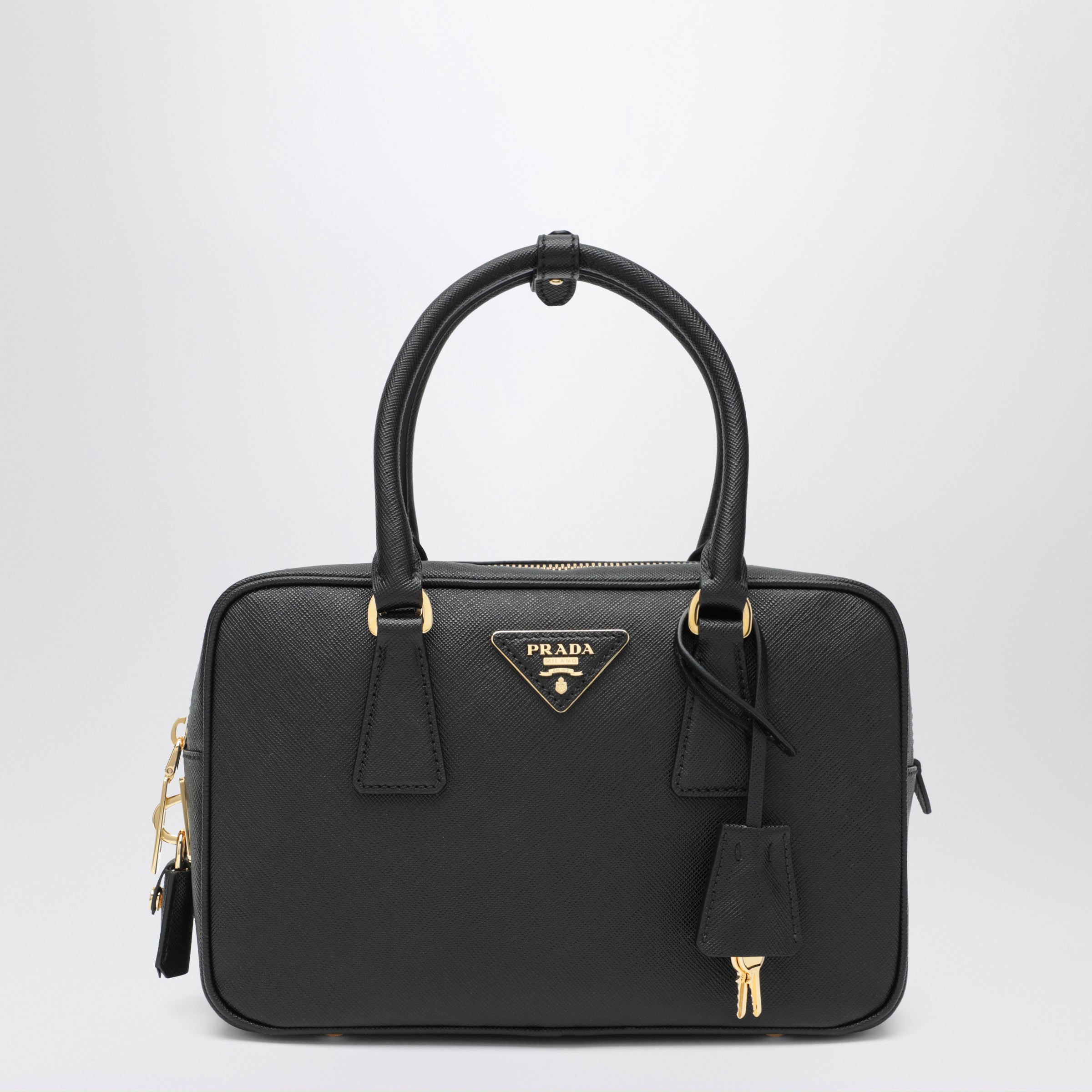 Prada Borsa a mano in pelle Saffiano nera