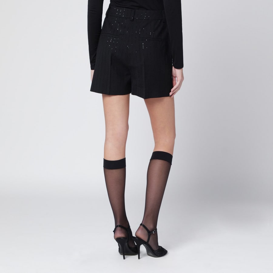 Max Mara Pianoforte Shorts nero con micro paillette effetto gessato, view 4