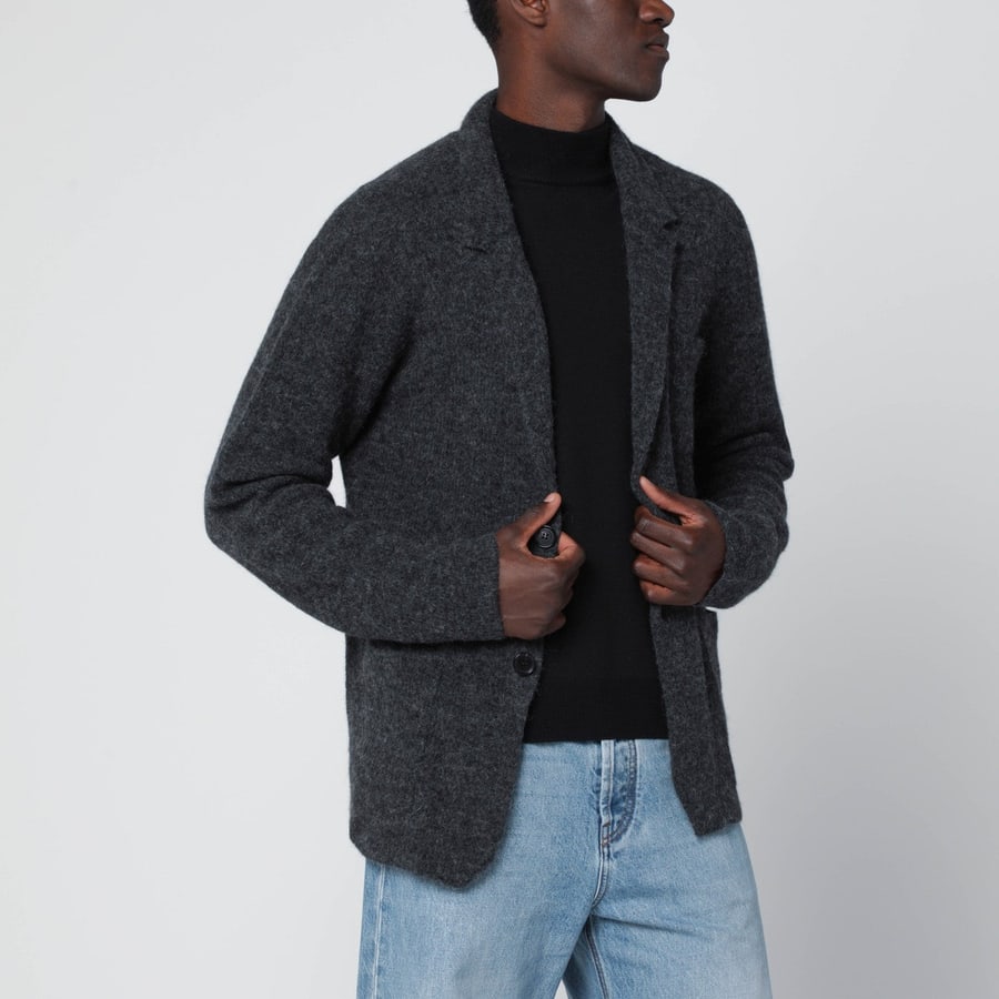 ROBERTO COLLINA Cardigan a giacca grigio antracite