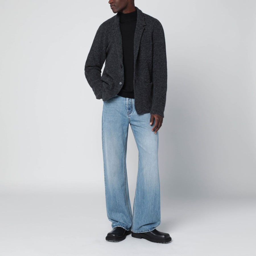 ROBERTO COLLINA Cardigan a giacca grigio antracite, view 2