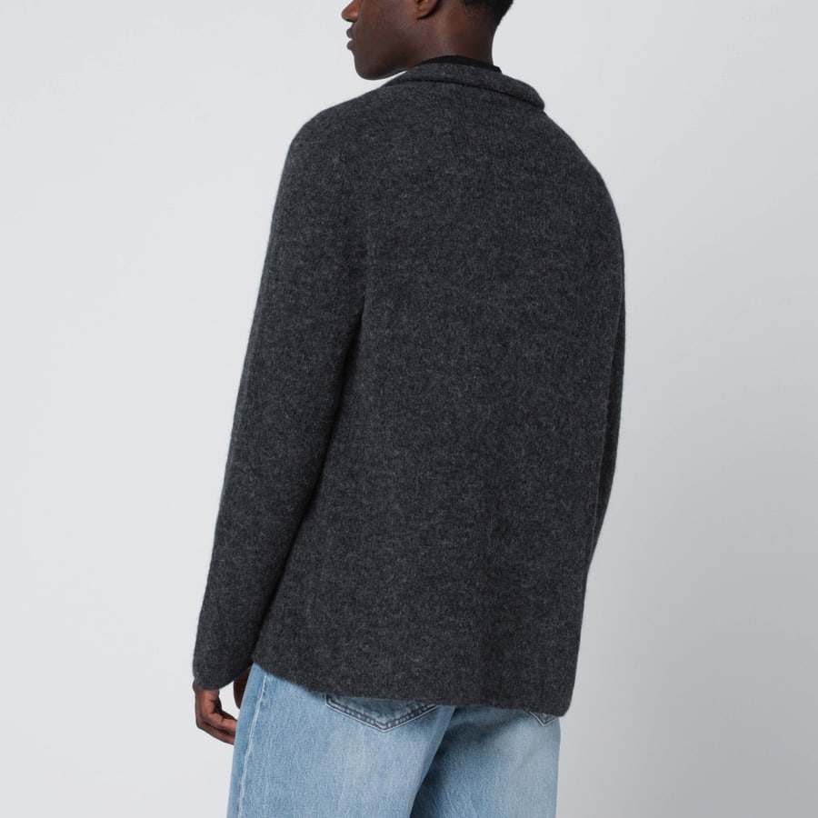 ROBERTO COLLINA Cardigan a giacca grigio antracite, view 3