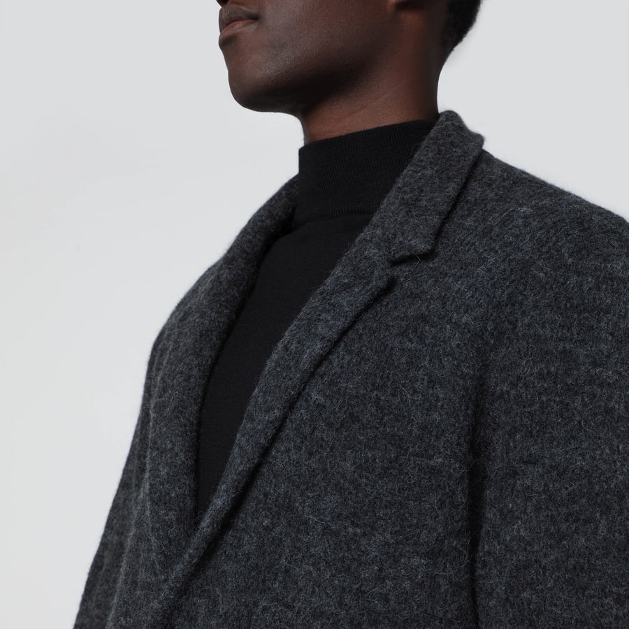 ROBERTO COLLINA Cardigan a giacca grigio antracite, view 4