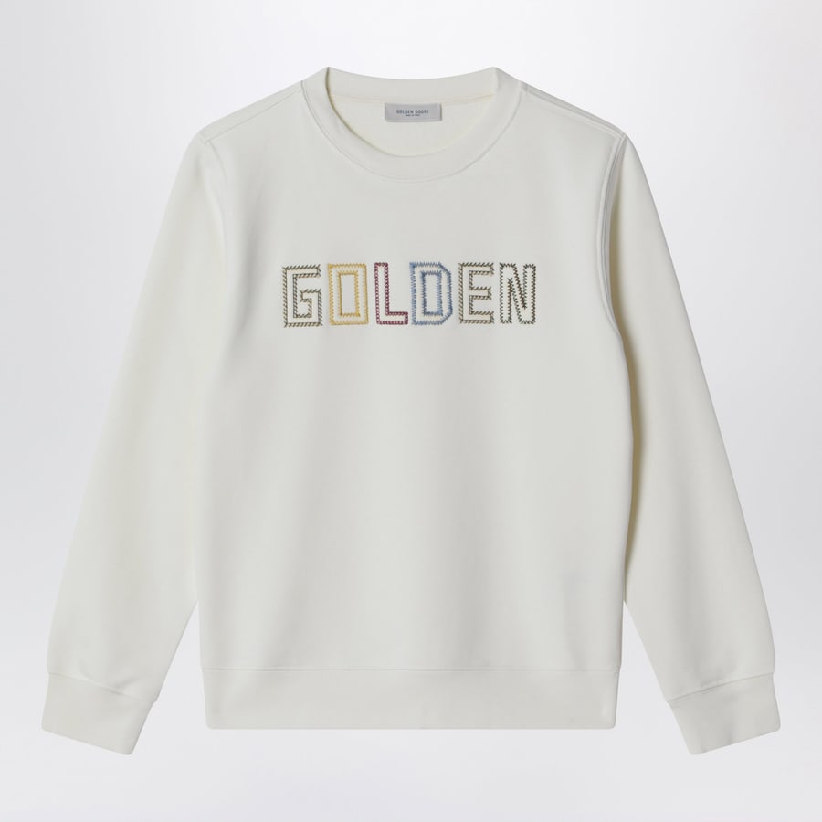 Golden Goose Felpa bianca con ricamo logo