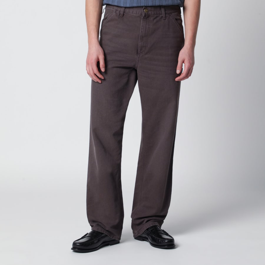 Carhartt WIP Pantaloni Single Knee Pant in tela Dearborn Shale/Stone canvas
