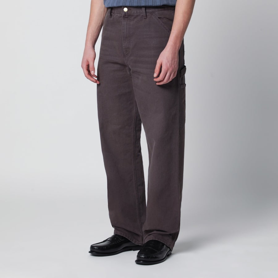 Carhartt WIP Pantaloni Single Knee Pant in tela Dearborn Shale/Stone canvas, view 2