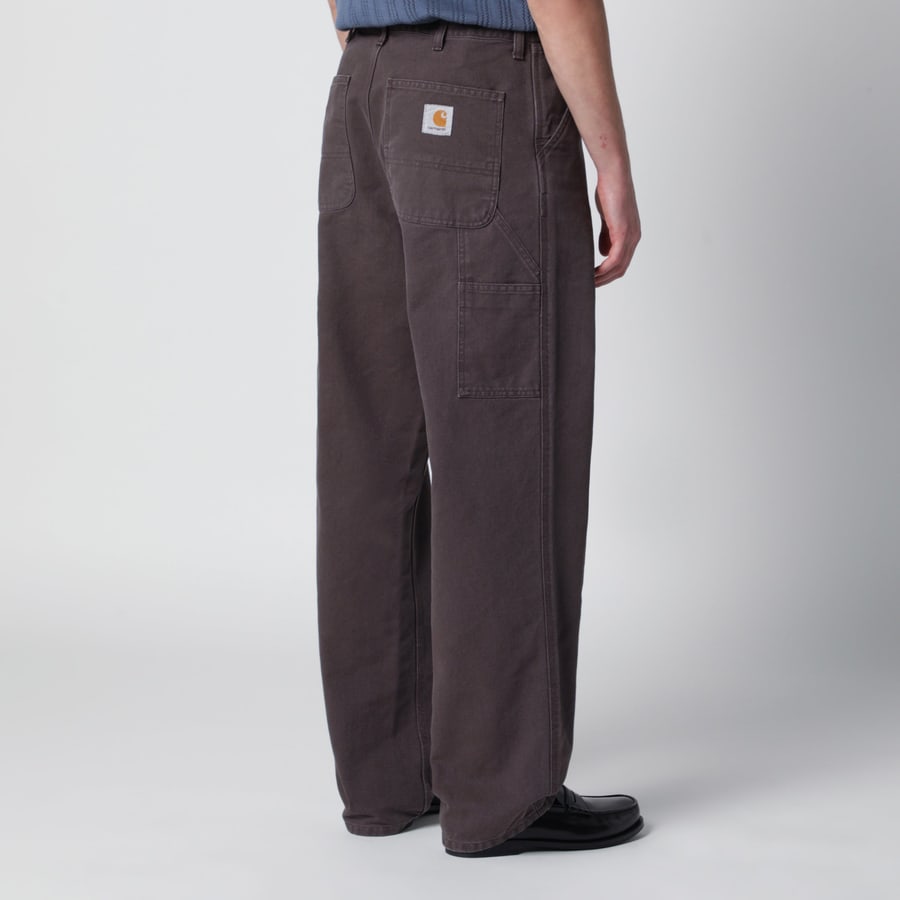 Carhartt WIP Pantaloni Single Knee Pant in tela Dearborn Shale/Stone canvas, view 3