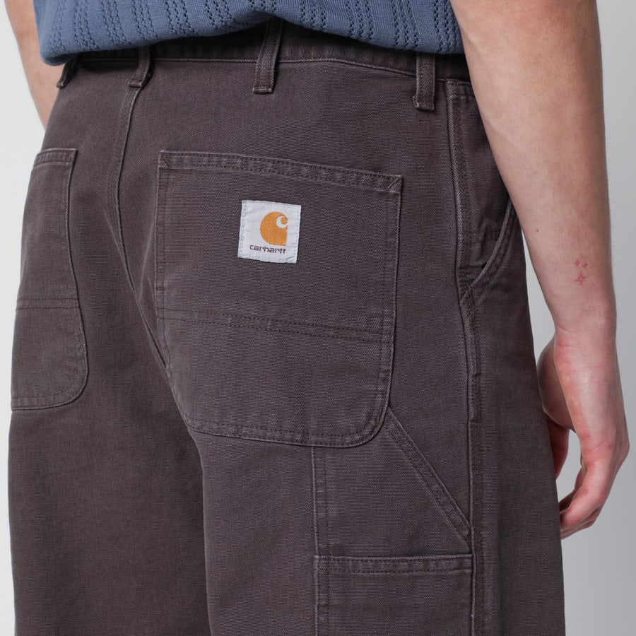 Carhartt WIP Pantaloni Single Knee Pant in tela Dearborn Shale/Stone canvas, view 4
