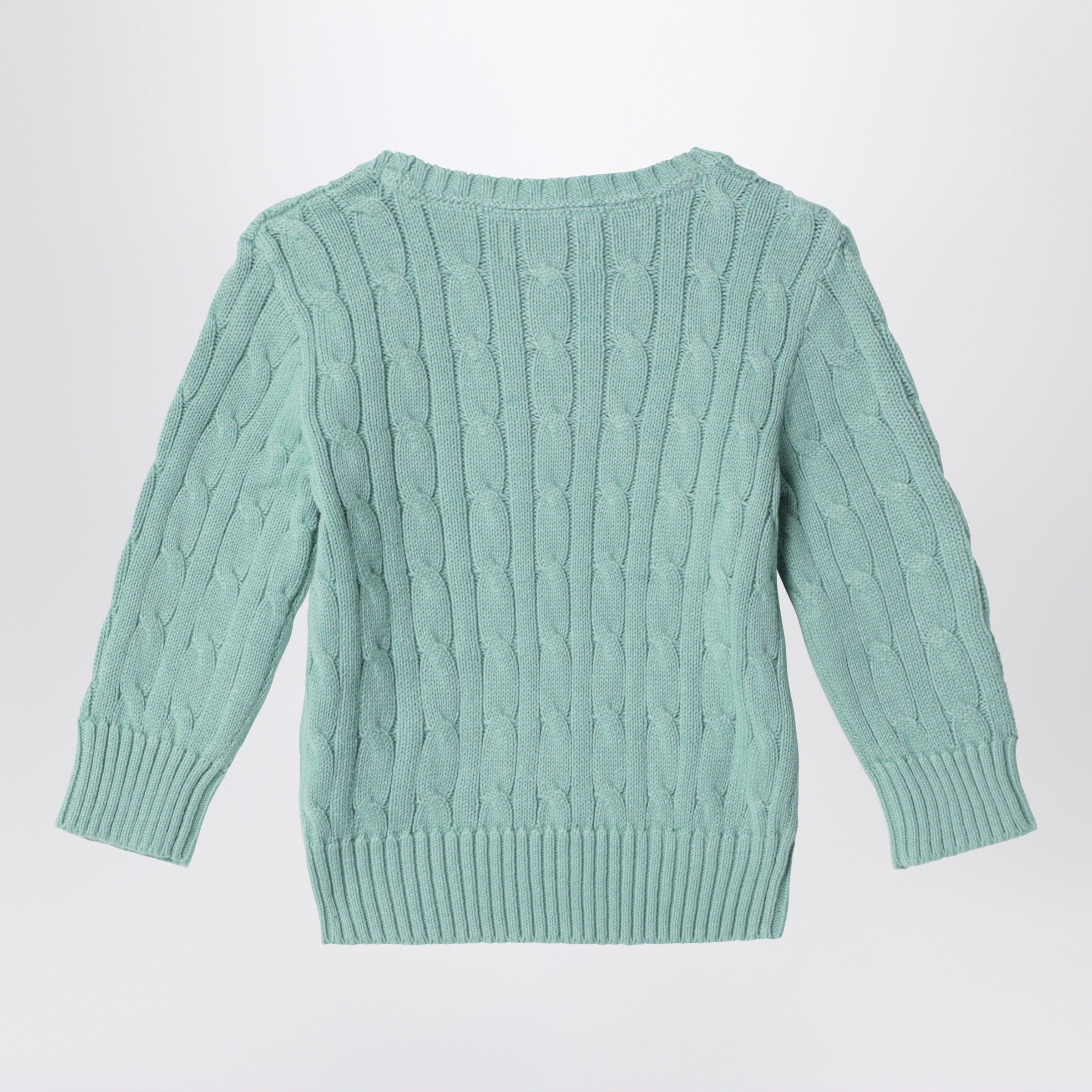 Polo Ralph Lauren Maglione verde celadon in cotone a trecce, view 2