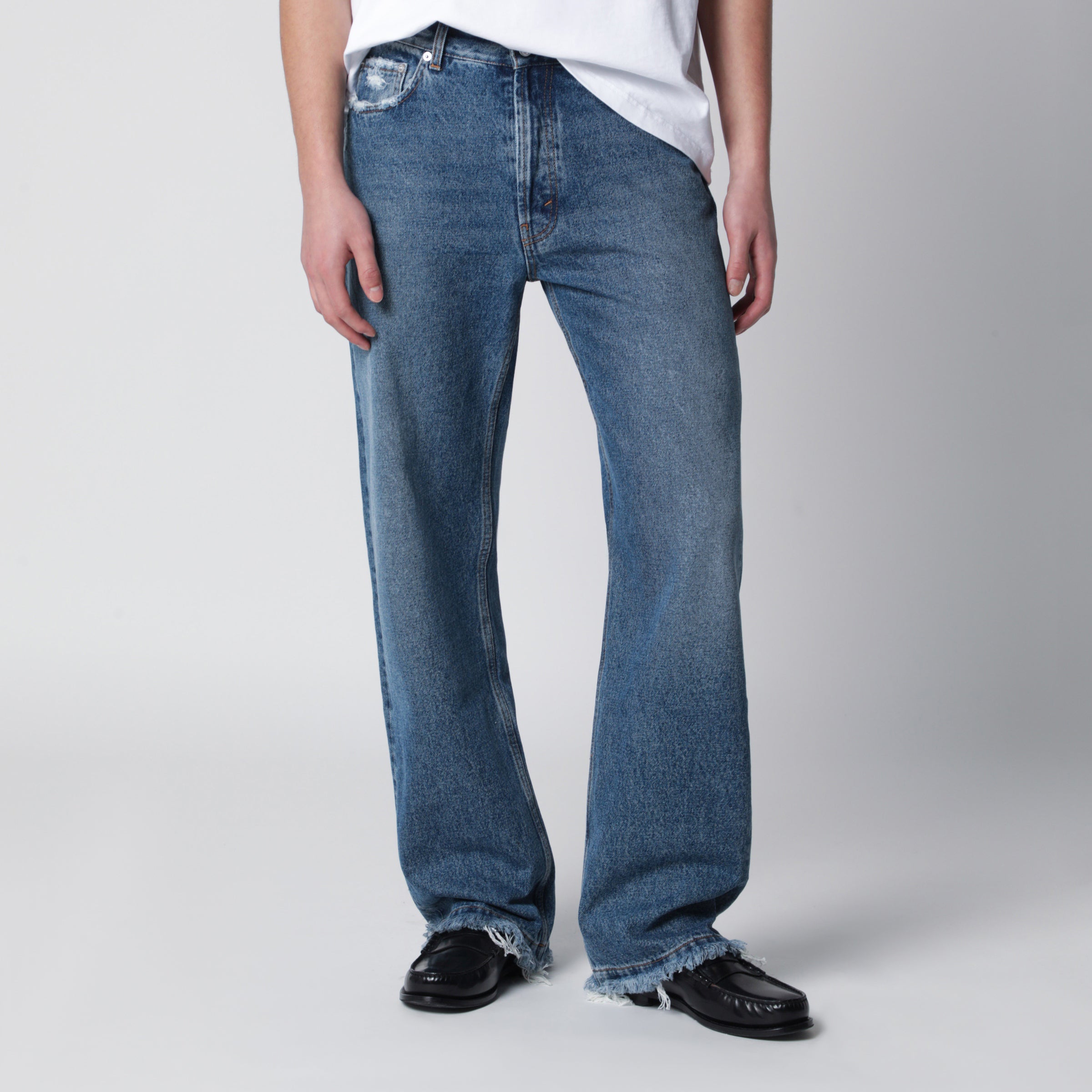 SÉFR Jeans Frayed Cut  con frange sulle tasche
