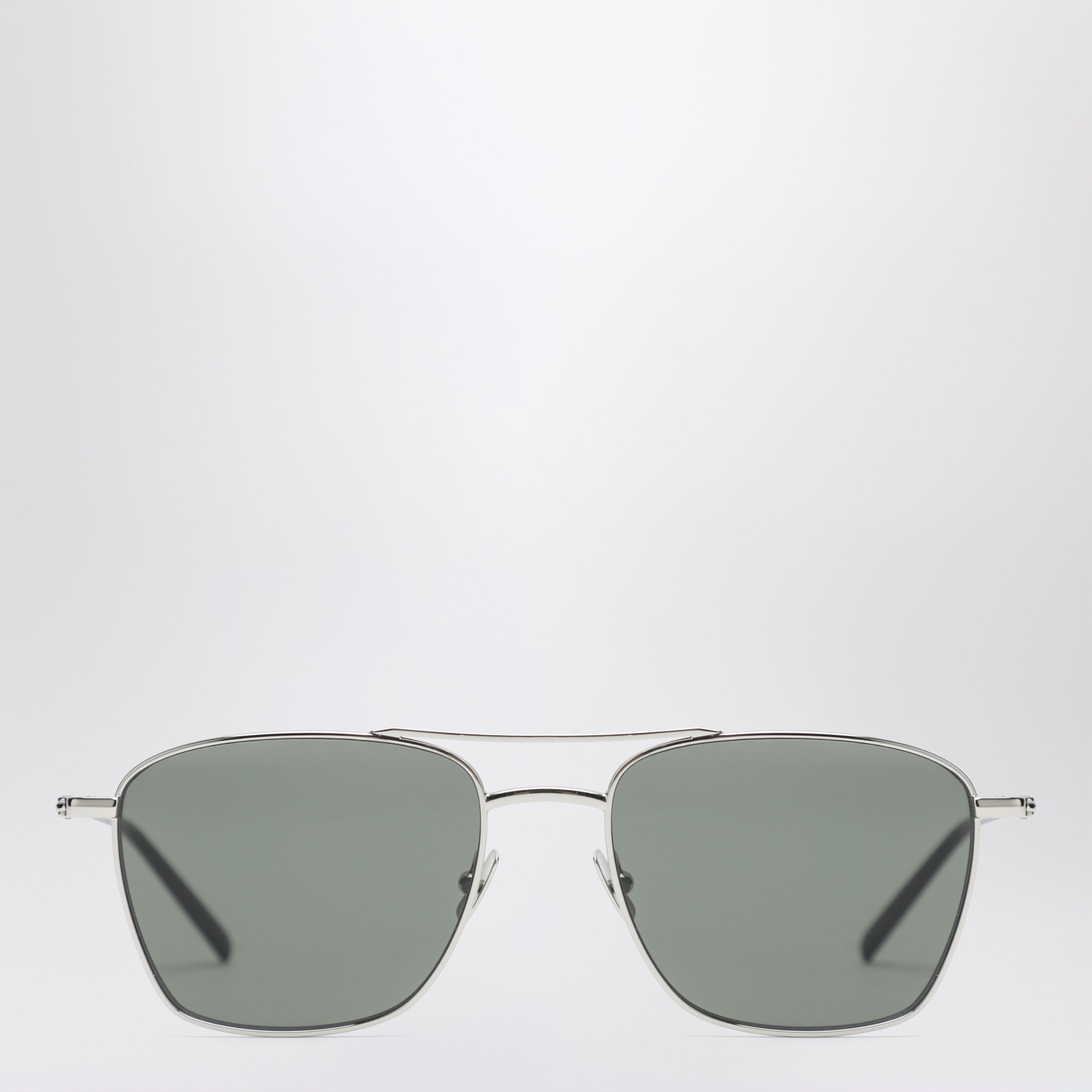 Saint Laurent Occhiali da sole rettangolari argento in metallo