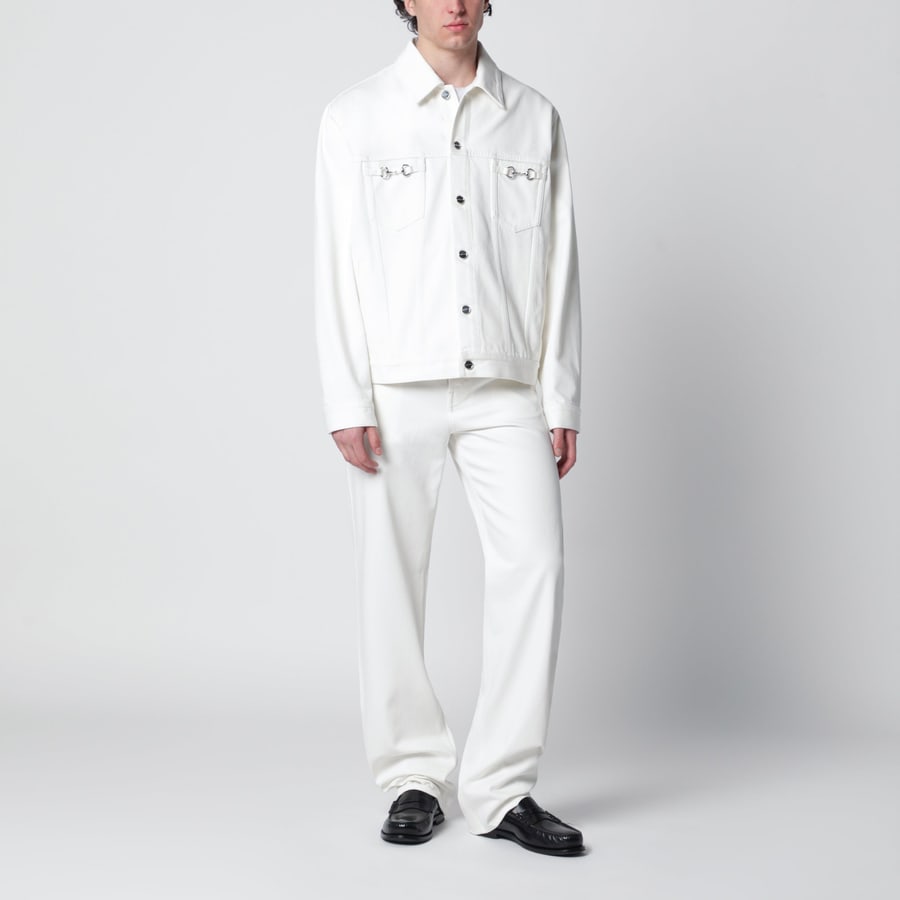 Gucci Pantaloni bianchi con Morsetti, view 2