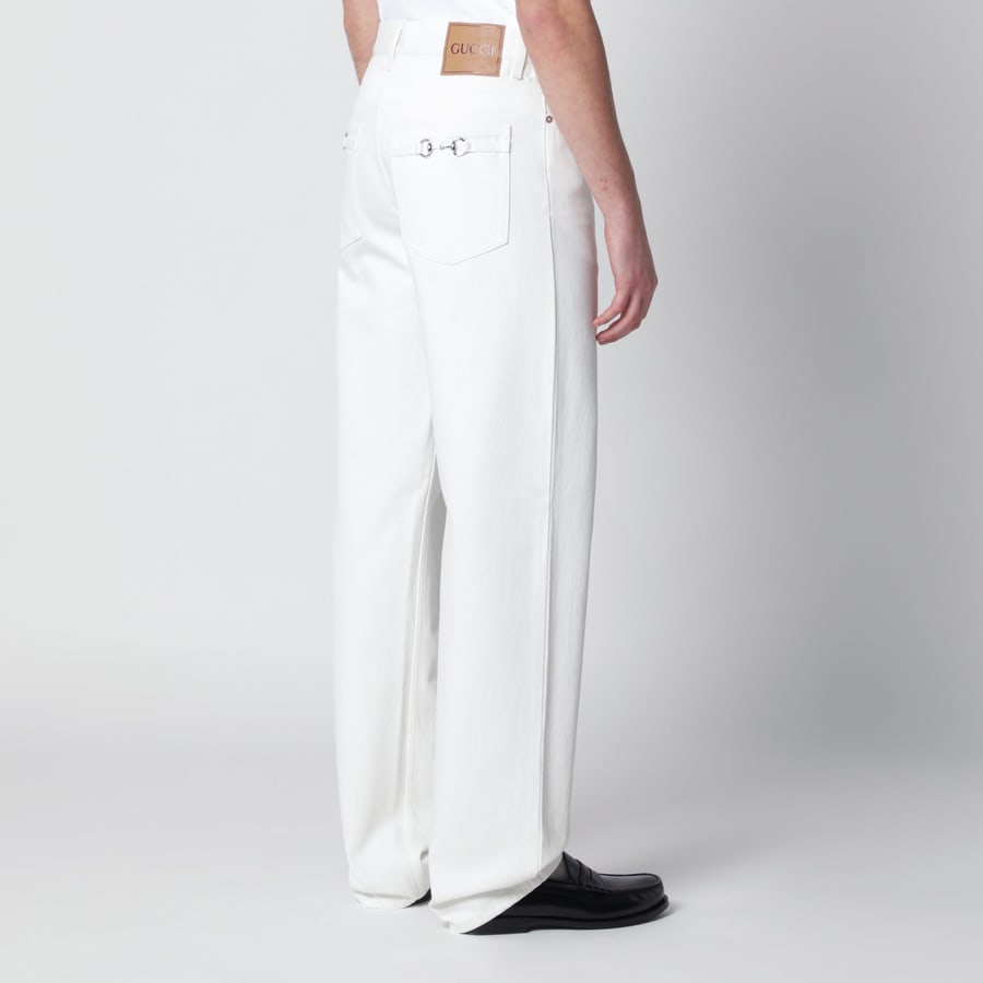 Gucci Pantaloni bianchi con Morsetti, view 4