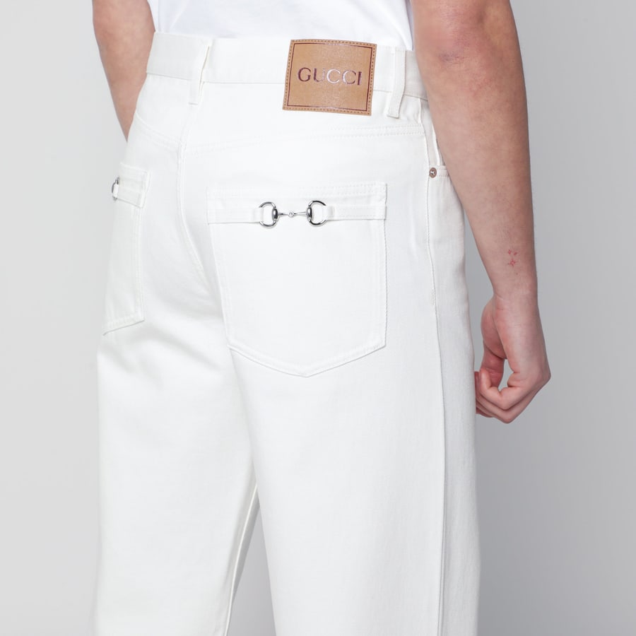 Gucci Pantaloni bianchi con Morsetti, view 5