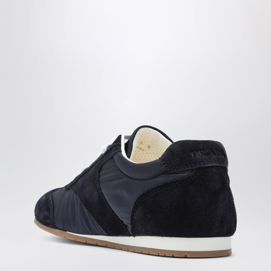 Prada Sneakers in tessuto e suede blu, view 4