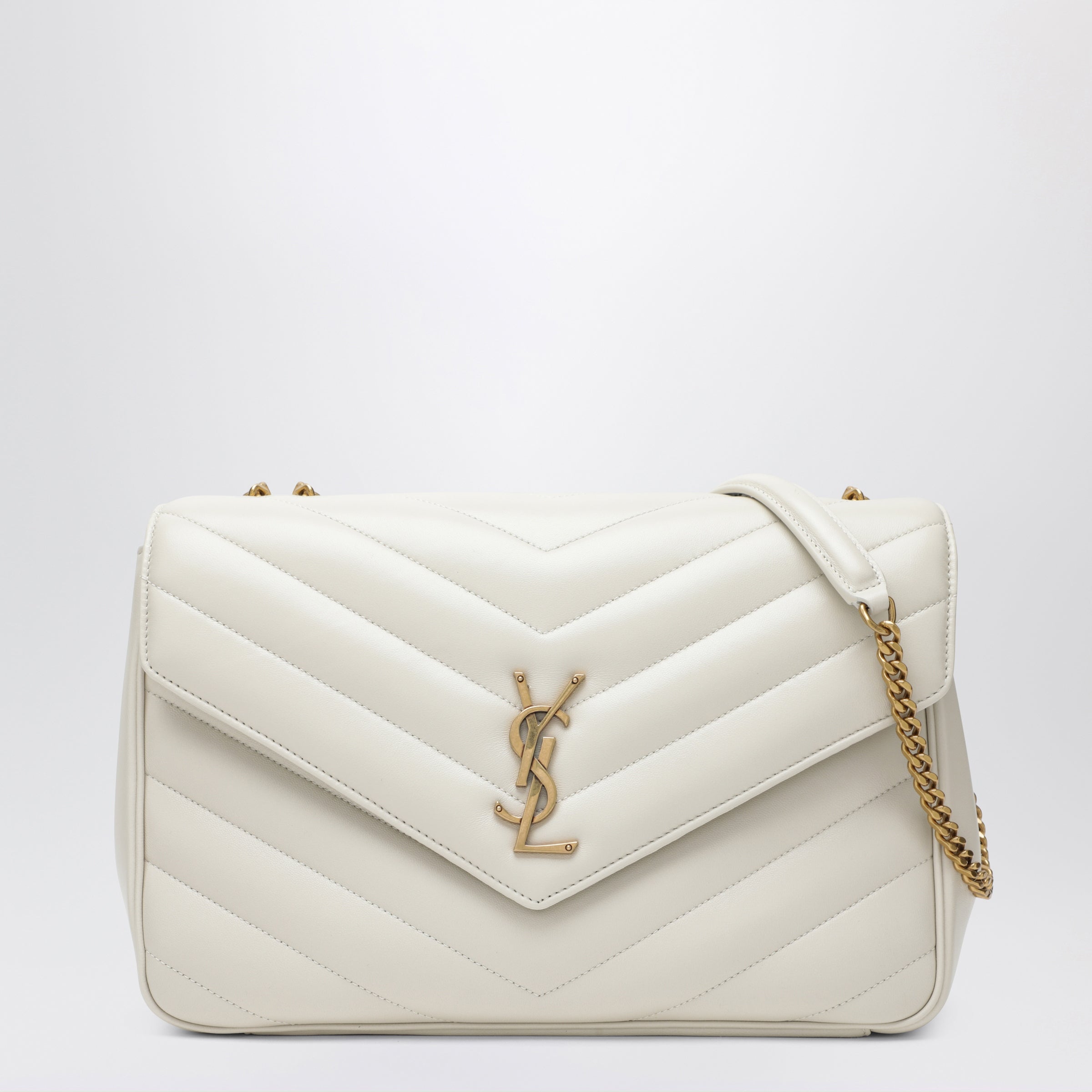 Saint Laurent Borsa LouLou Large color crema in pelle