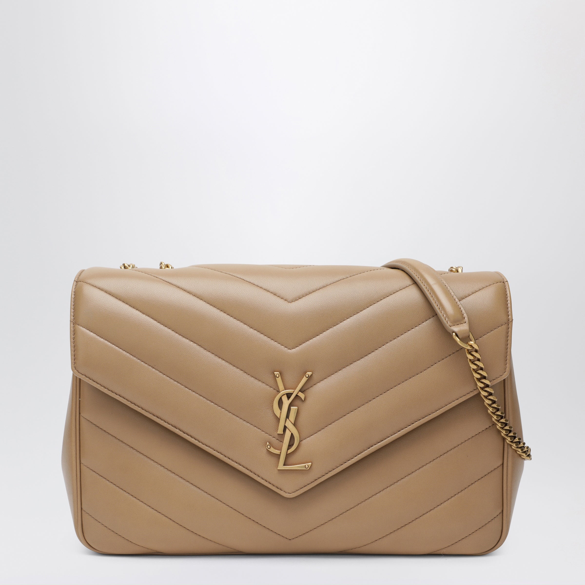 Saint Laurent Borsa LouLou Large marrone chiara in pelle