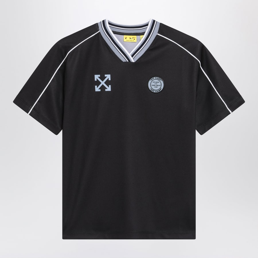 Off-White Maglia da calcio nera con patch logo