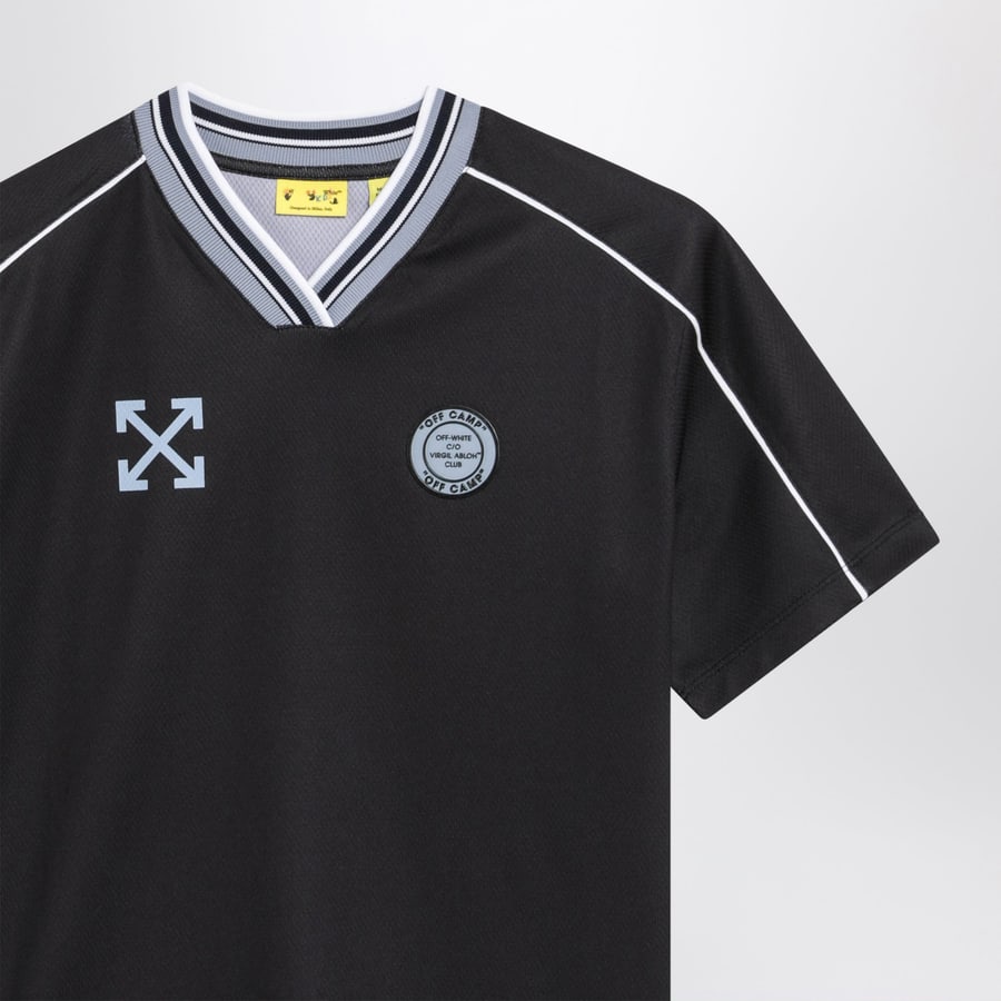 Off-White Maglia da calcio nera con patch logo, view 3