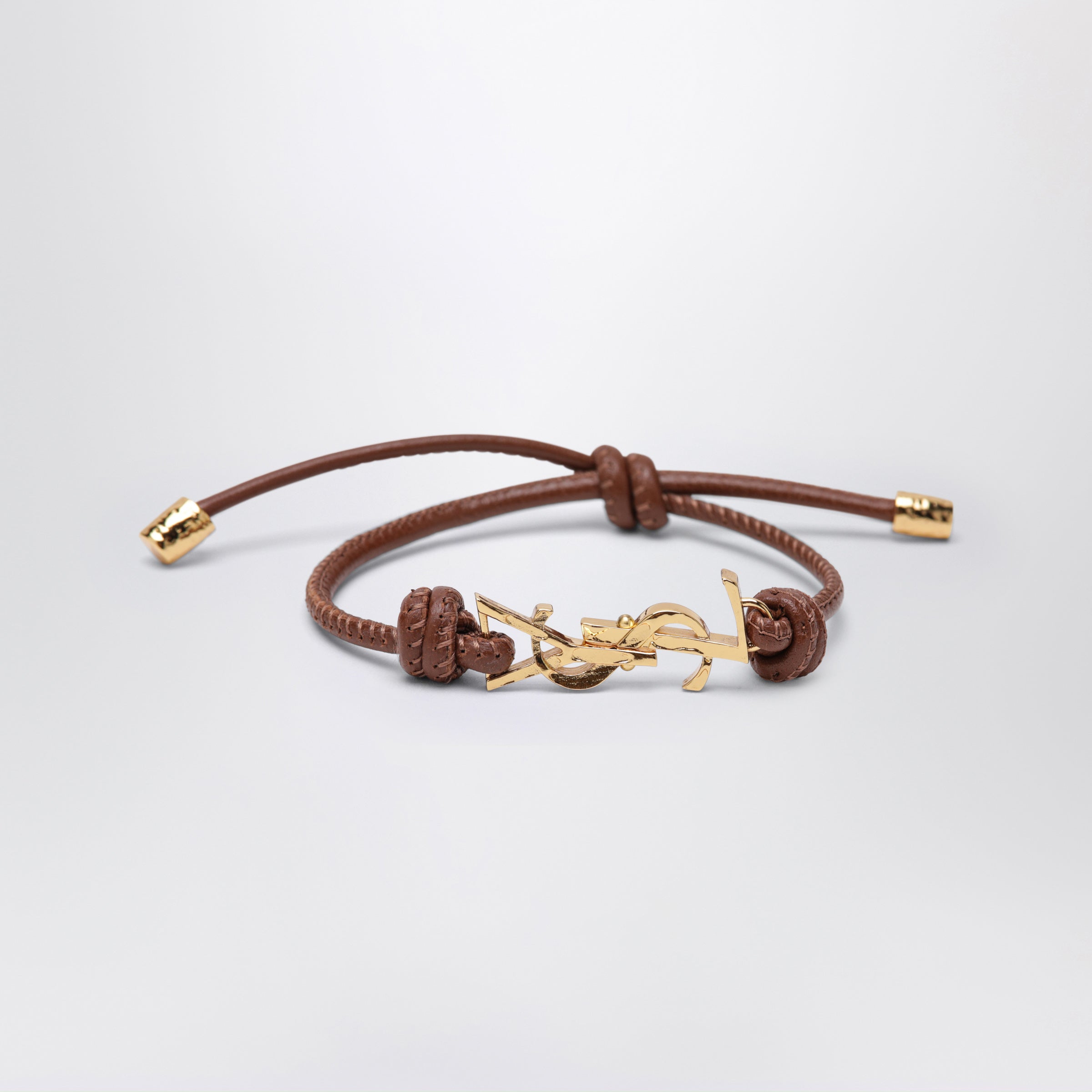 Saint Laurent Bracciale con cordino in pelle CASSANDRE