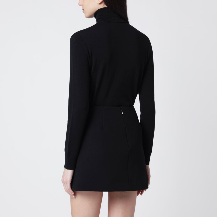 Gucci Dolcevita nero in lana con ricamo logo, view 3