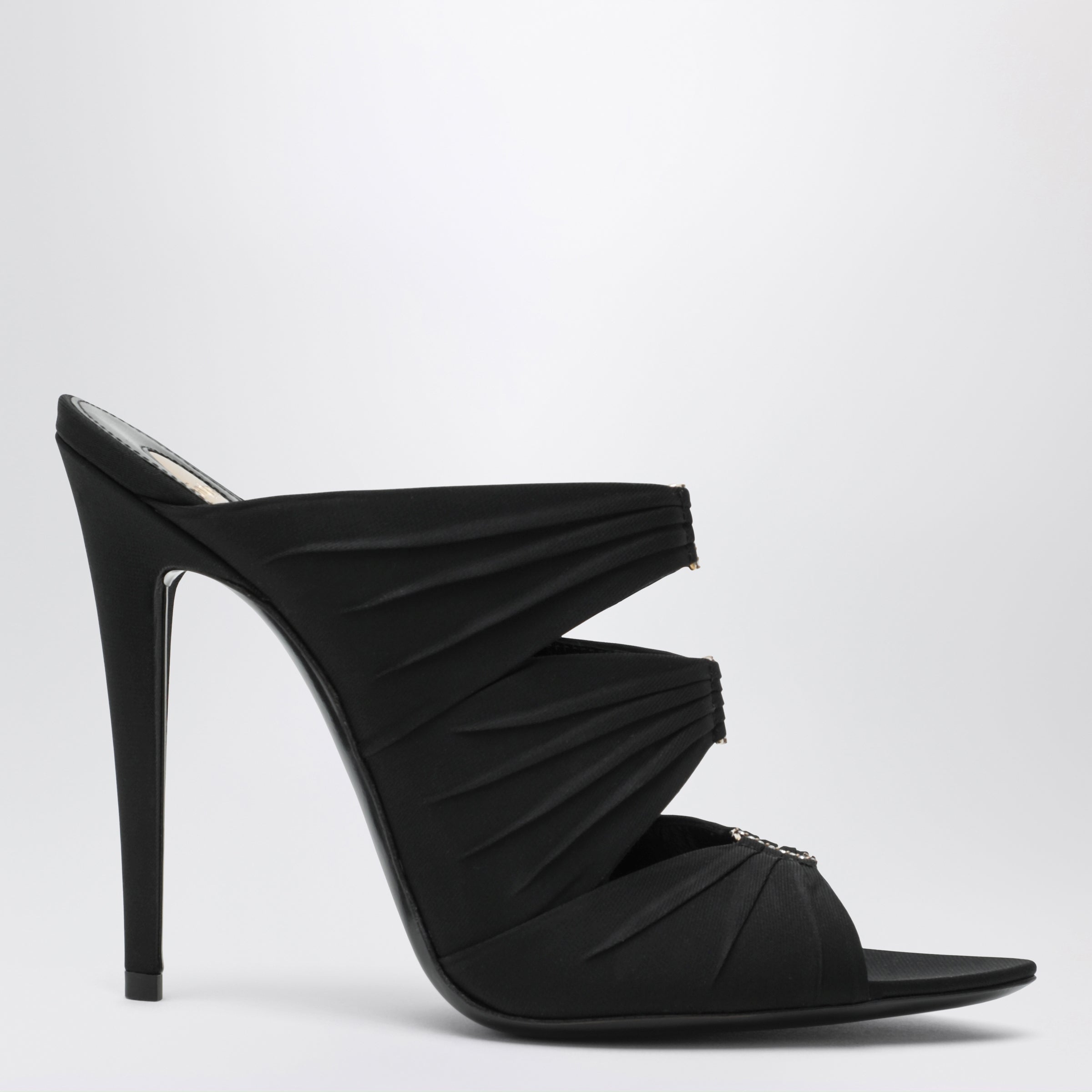 Saint Laurent Mule Emilie nere in crêpe satin