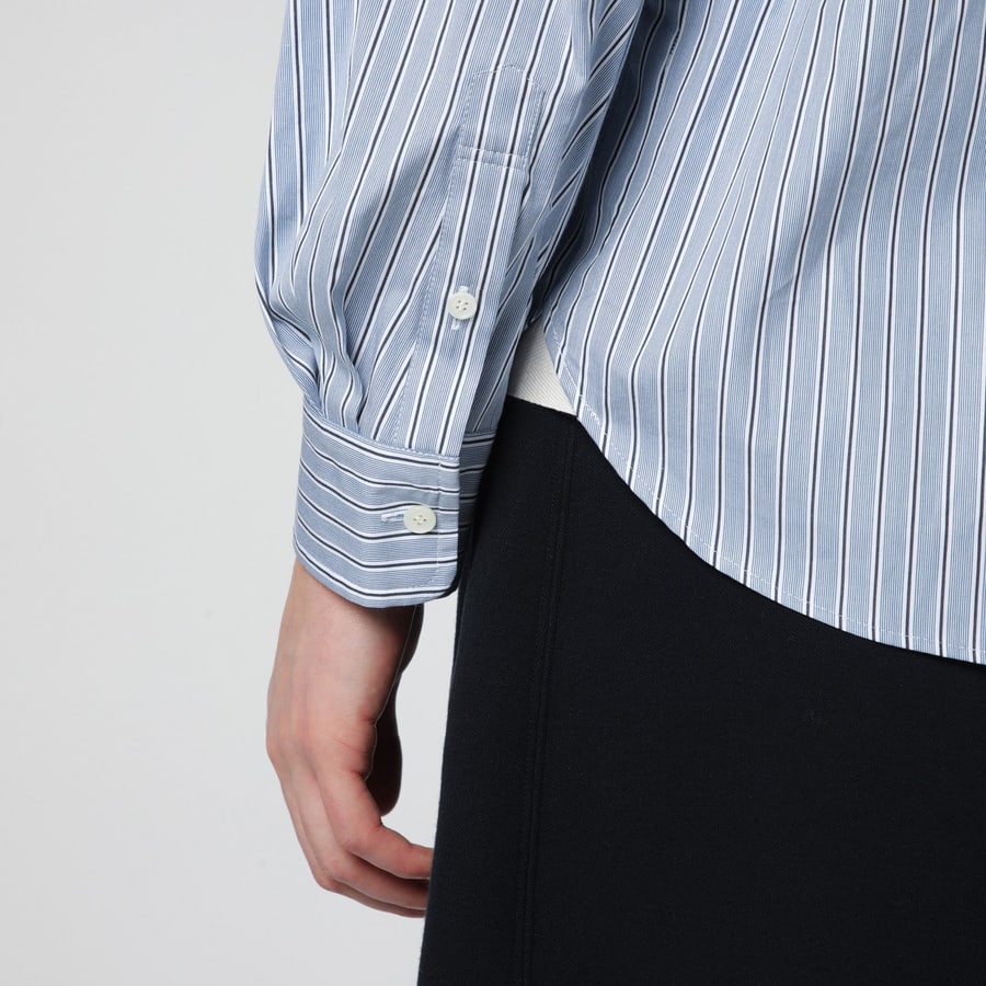 SACAI Camicia azzurra a righe in cotone, view 4