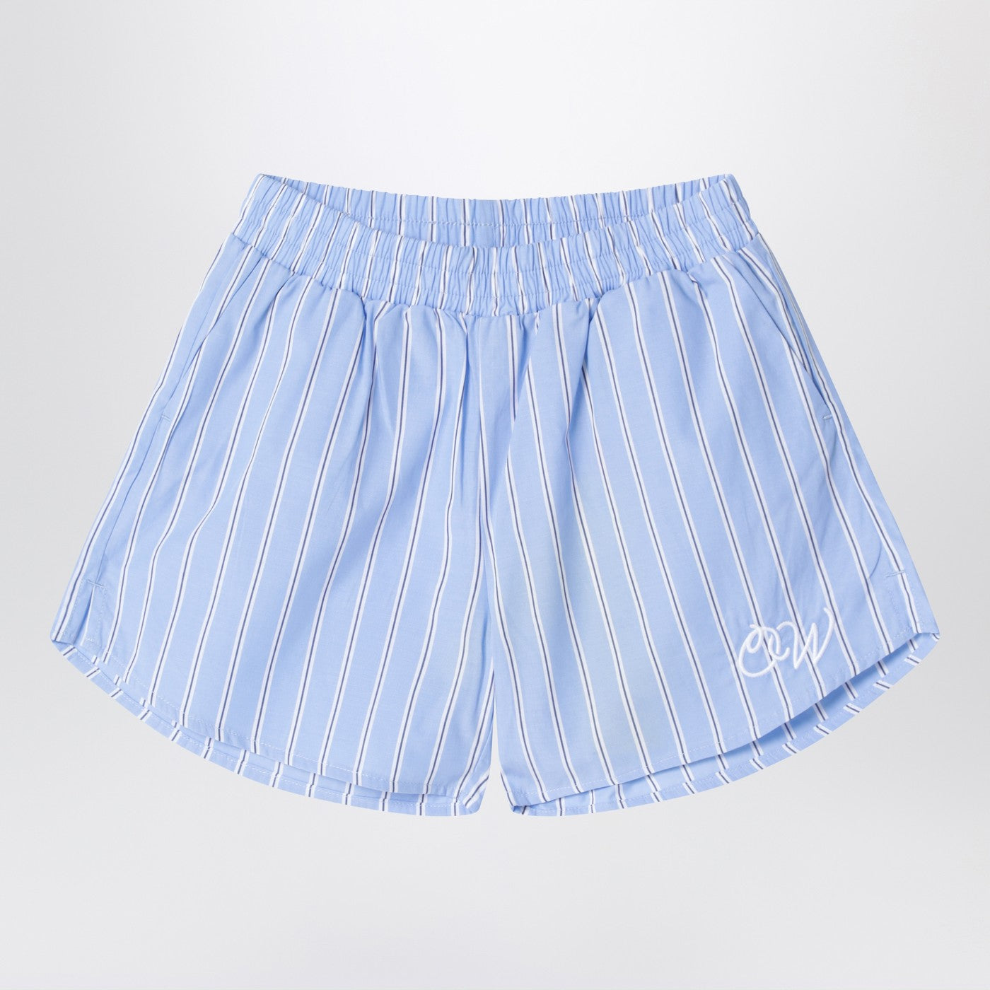 Off-White Shorts azzurro a righe in cotone