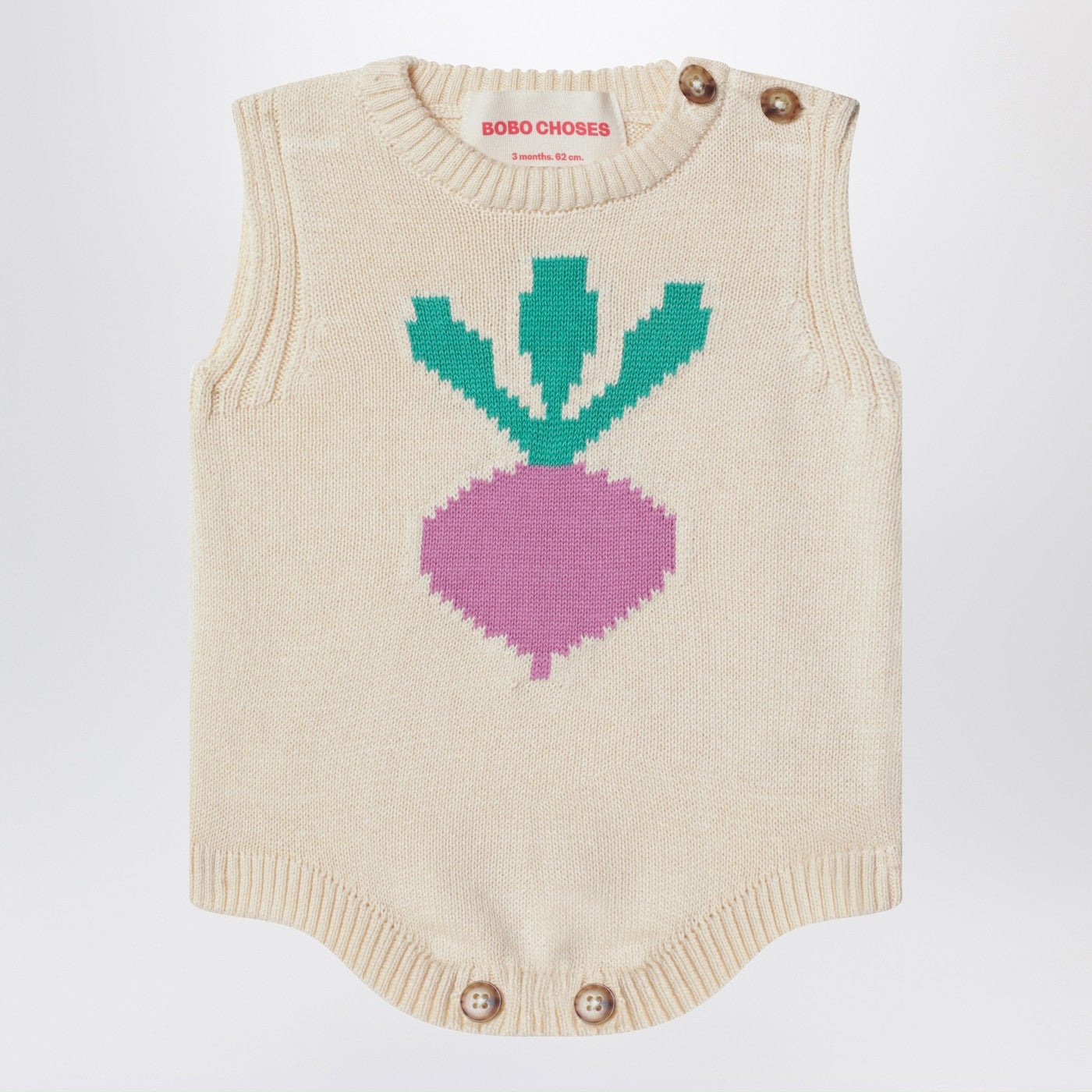 BOBO CHOSES Tutina con ravanello in maglia di cotone