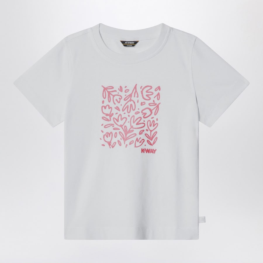 K-Way T-shirt Melis bianca con stampa glitterata