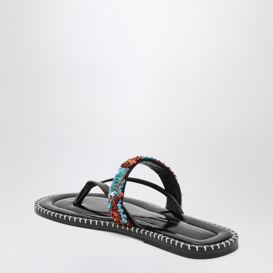 Dries Van Noten Sandali slip-on infradito nero con paillettes, view 4