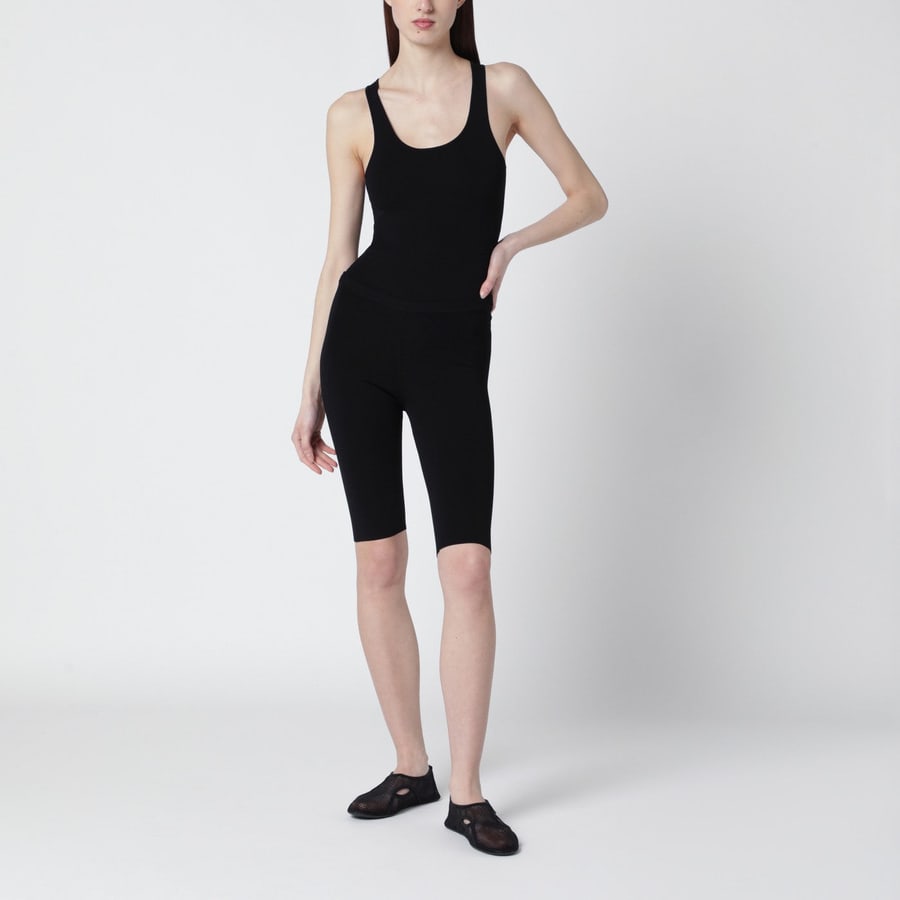 Entire Studios Leggings corti neri in jersey di viscosa, view 2
