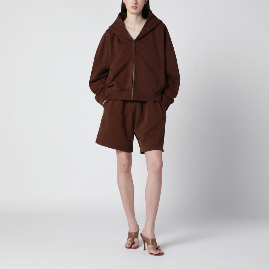 Entire Studios Shorts jogging marrone in cotone, view 2