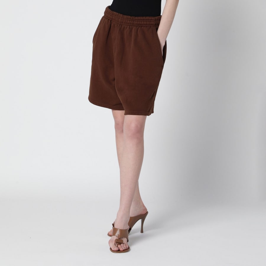 Entire Studios Shorts jogging marrone in cotone, view 3