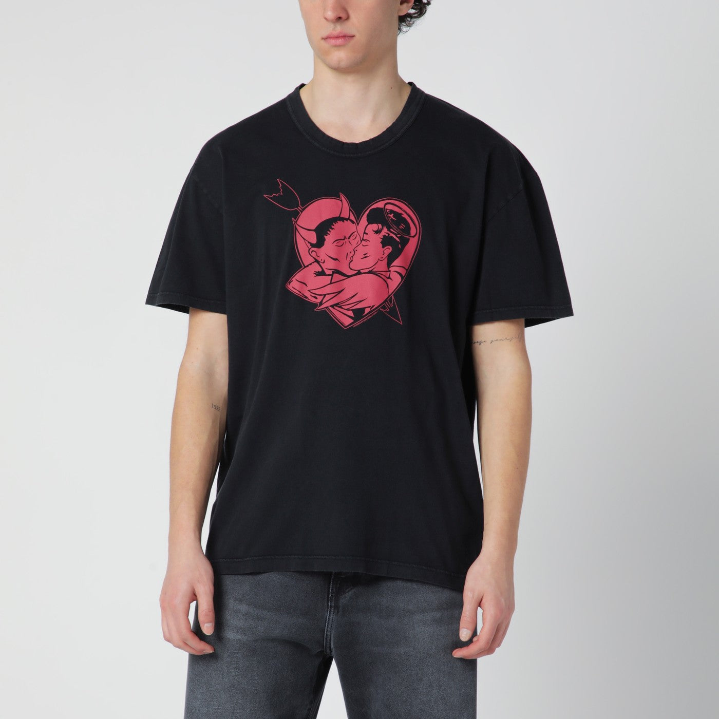 Our Legacy T-shirt nera con stampa Love Story