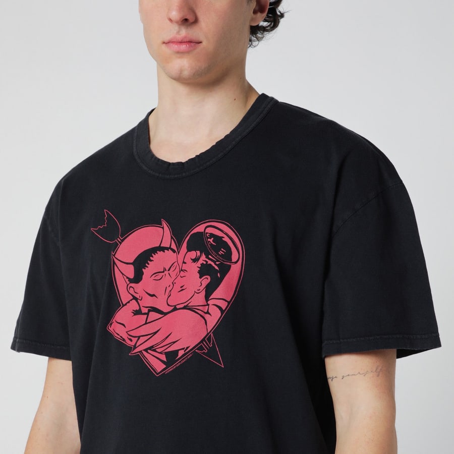 Our Legacy T-shirt nera con stampa Love Story, view 4