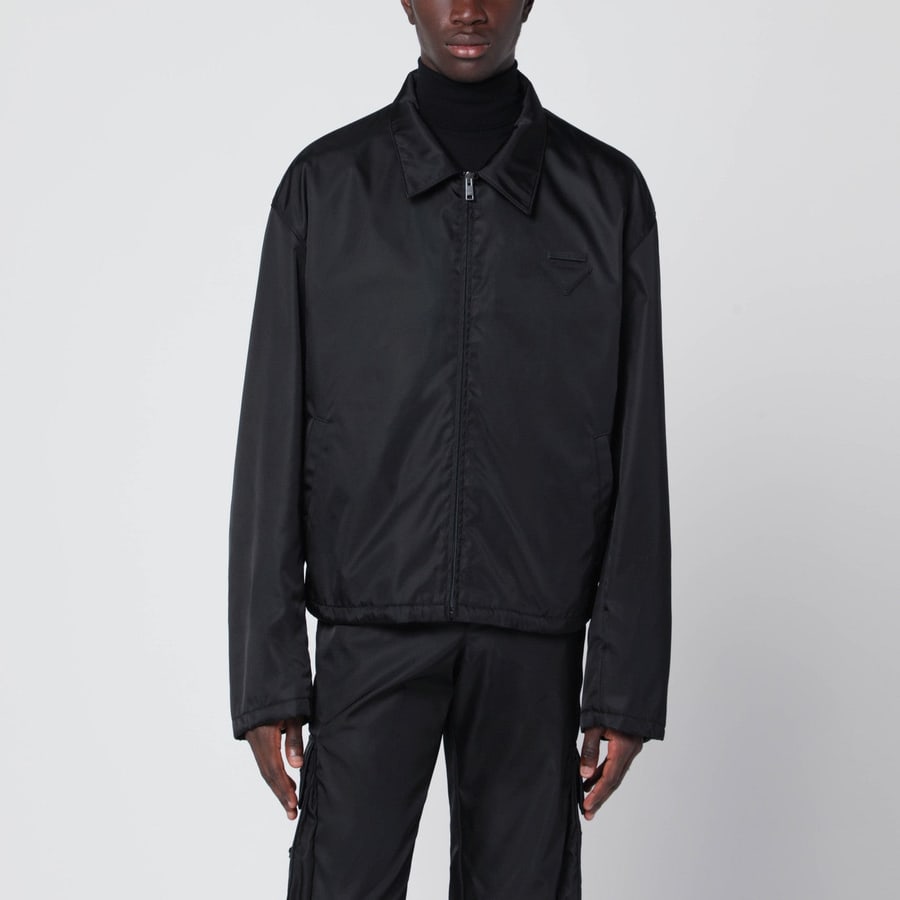 Prada Giacca con zip nera in Re-Nylon