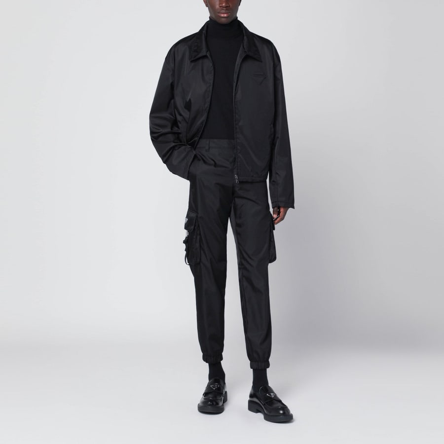 Prada Giacca con zip nera in Re-Nylon, view 2