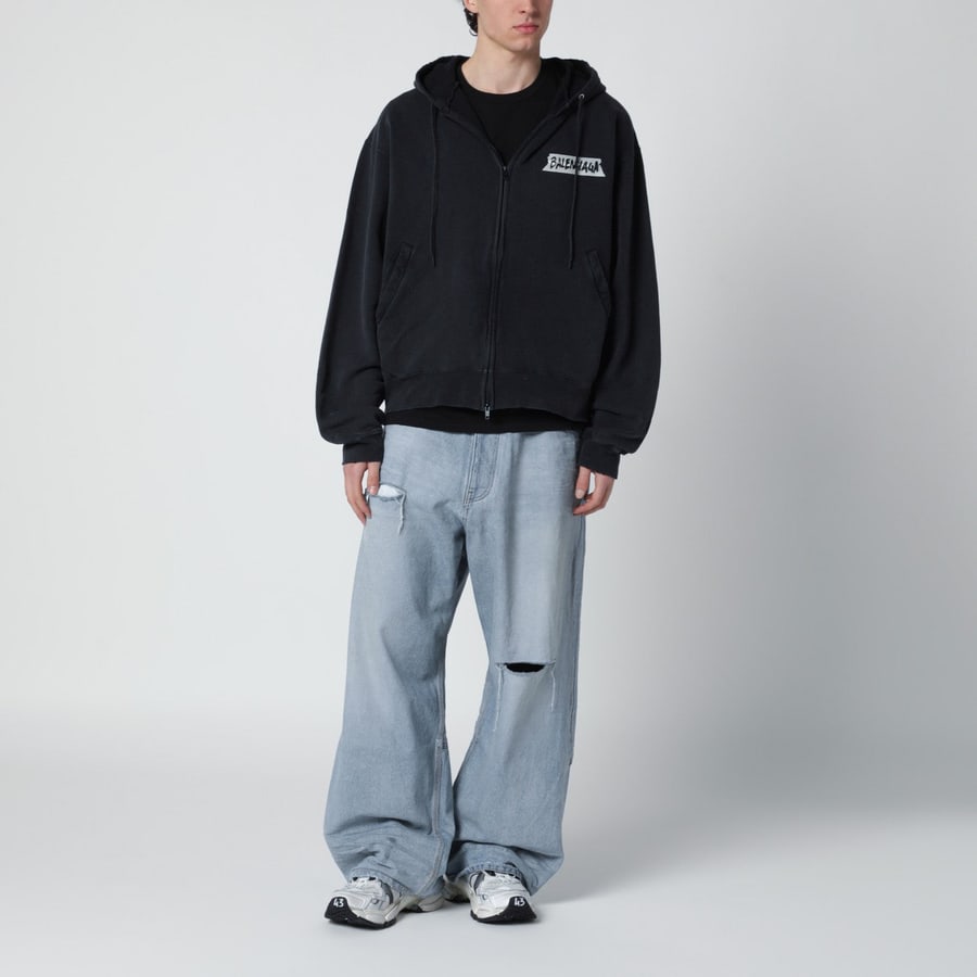 Balenciaga Jeans baggy azzurro con strappi, view 2