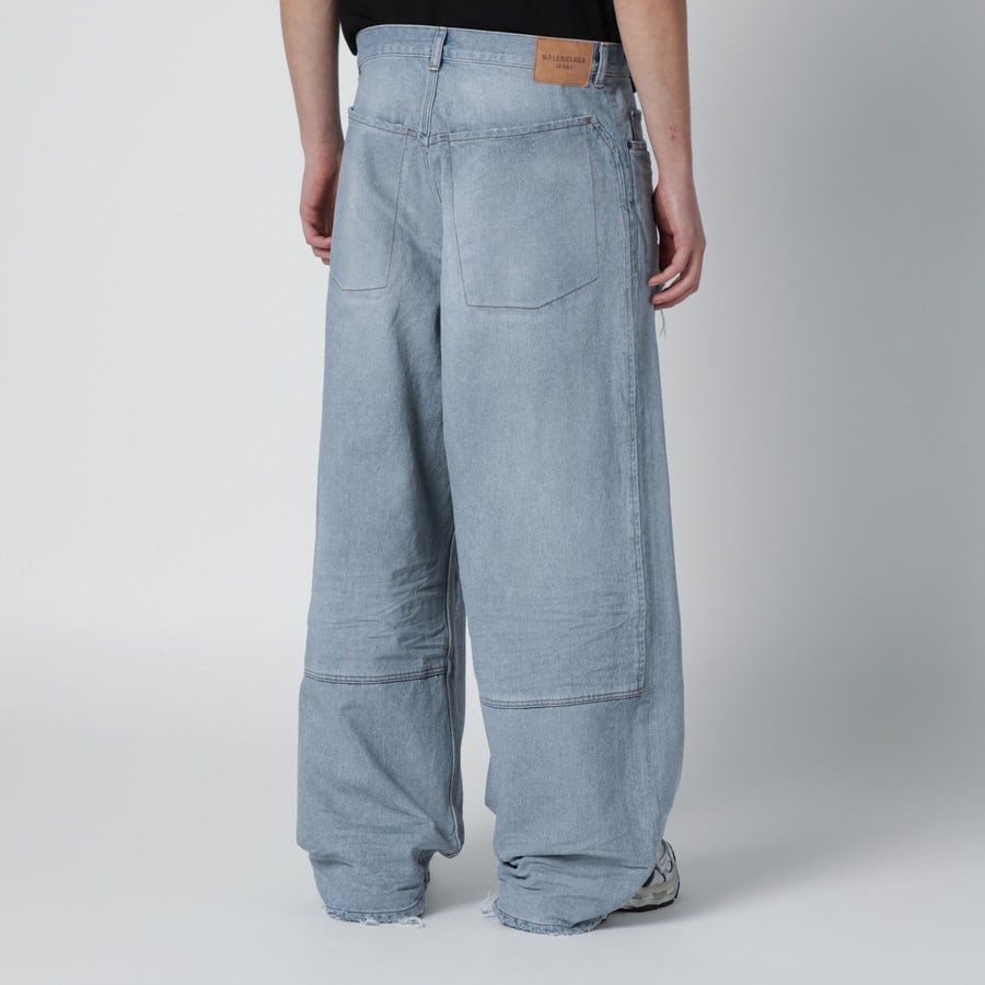 Balenciaga Jeans baggy azzurro con strappi, view 4