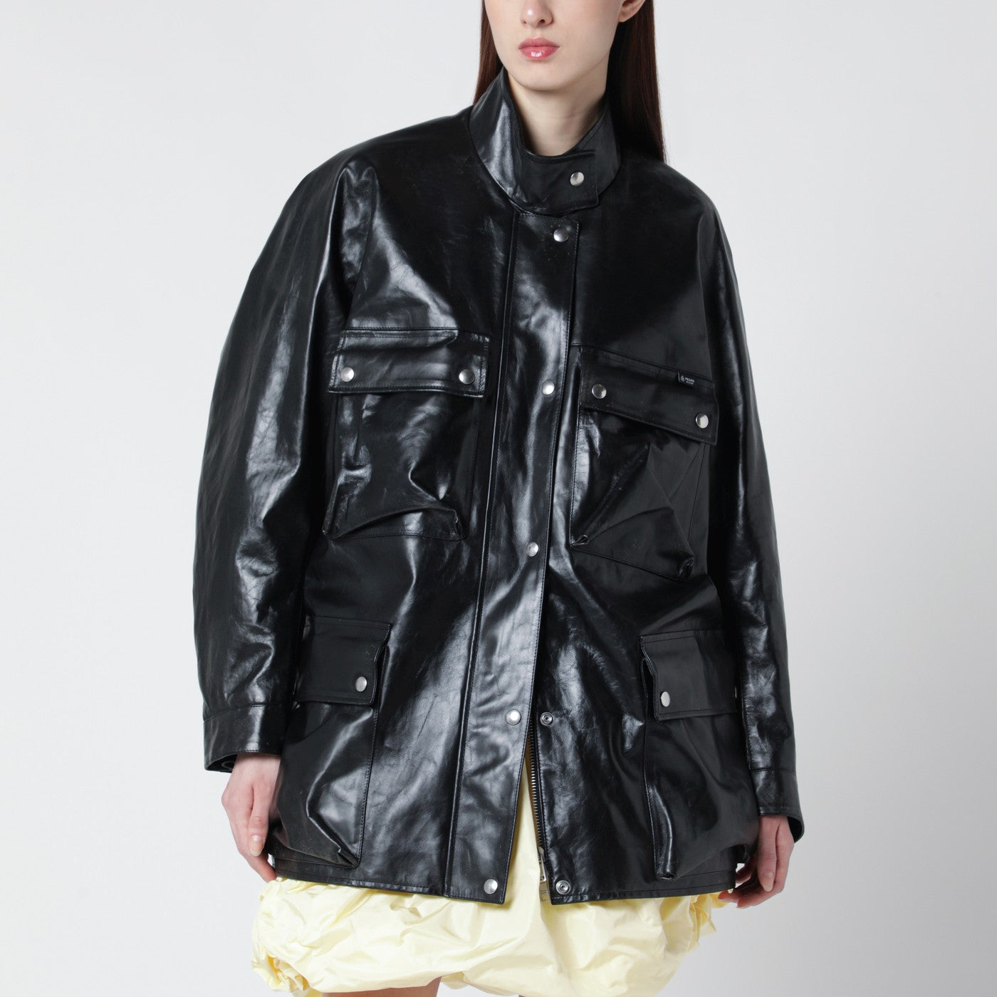 Prada Caban in pelle anticata nero