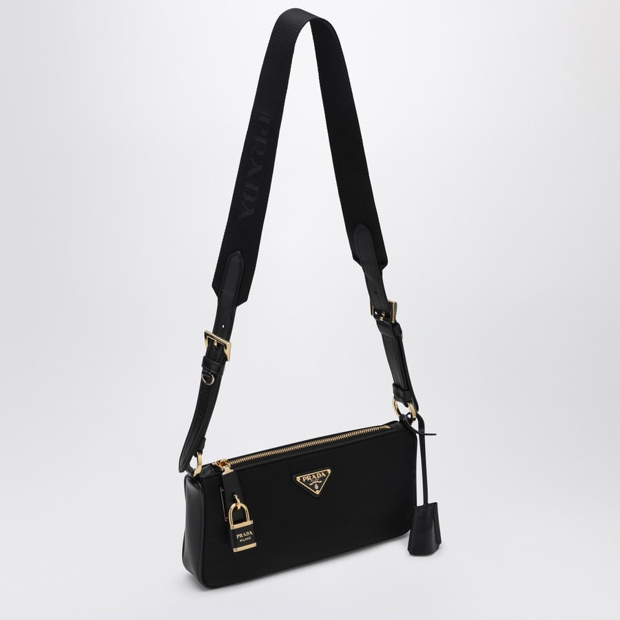 Prada Borsa in Re-Nylon e pelle nera con lucchetto, view 3