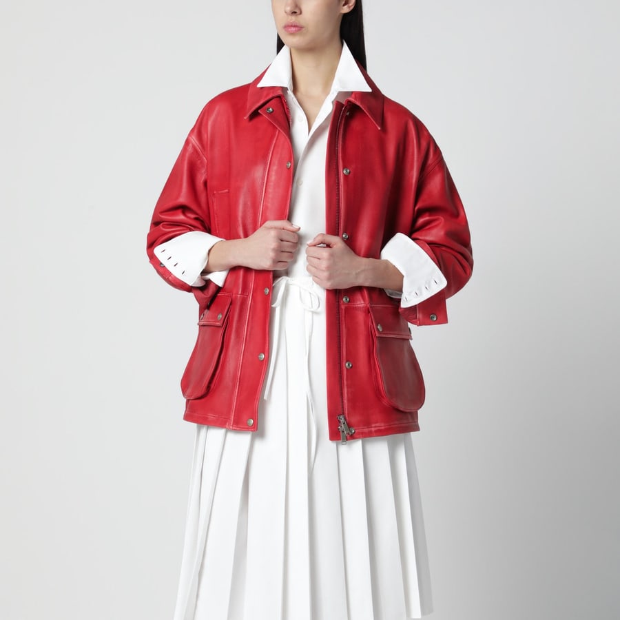 HALFBOY Parka in pelle rosso